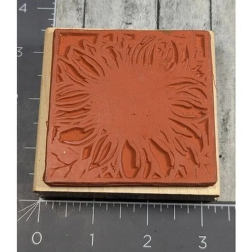 Rubber Stampede Sunflower Print Block Rubber Stamp Wood #i86